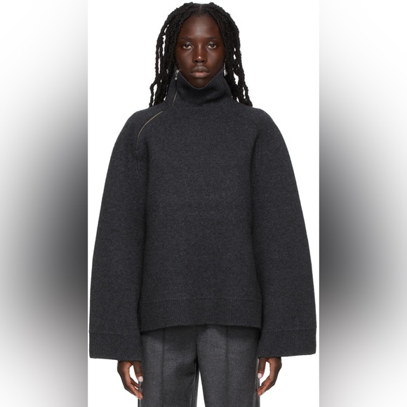 Toteme Sweaters - Toteme Yak Double Zip-Up Sweater, Gray, XXS